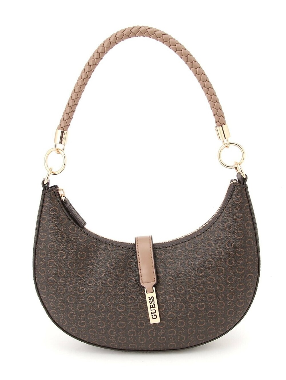 GUESS Brown Monogram Hobo Bag